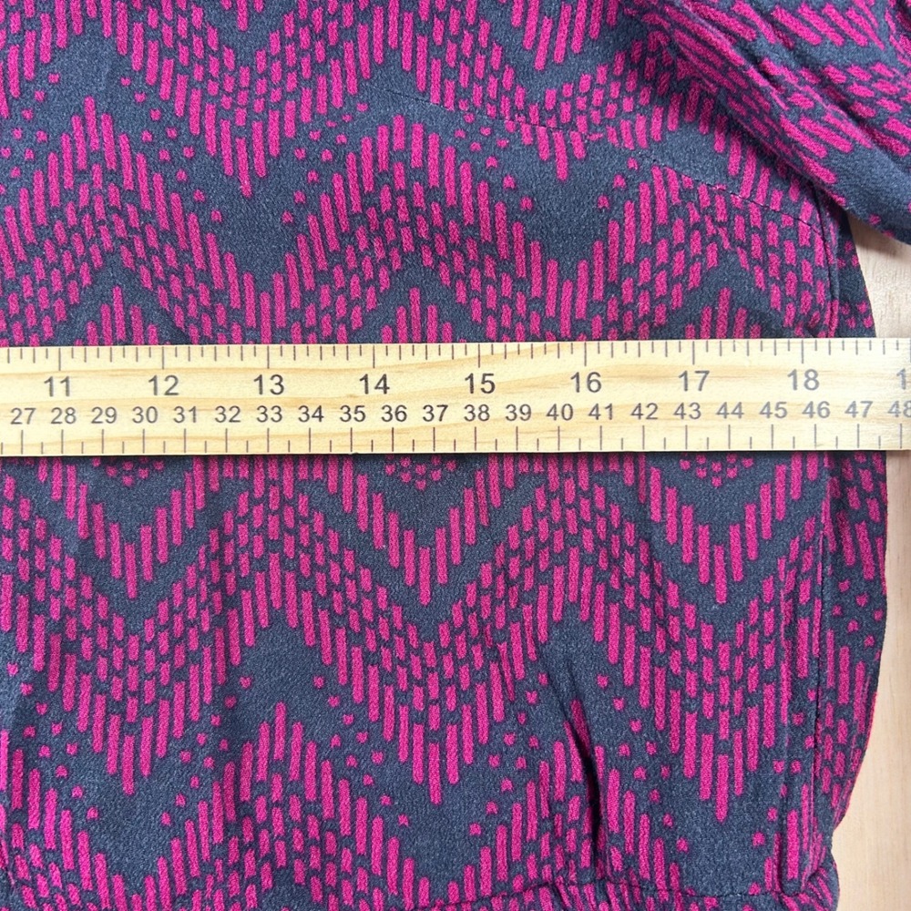 Skies Are Blue Women Magenta Navy Geometric Print Drawstring Mini Dress Size M - Picture 5 of 7